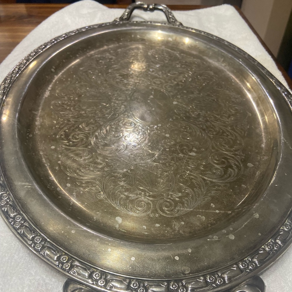 Vintage Mid Century Silver Metal Serving Platter - Italian